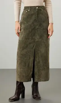 BlankNYC Hunter Green Retro Suede Leather Front Slit Pencil Midi Skirt Size 29