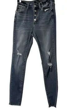 Judie Blue Womens Jeans Size 29 Blue Button Fly Distressed Button Fly Raw Hem