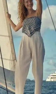 💕DOEN💕 Louvre Pant ~ High Waisted Pleated Ankle Pants Salt White 10 NWT