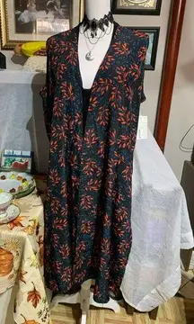 Lularoe Joy Black Red Blue Botanical Vest