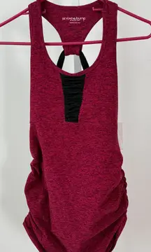 Beyond the Bump by Beyond Yoga Maternity Ruched Tank Top Red Heather Size S
