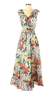 J.Crew NWT  Ruffle-front Maxi in Ratti Island Botanical Print Cotton Dress 0