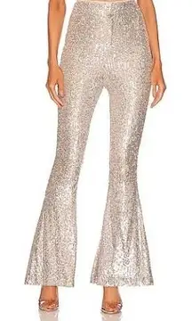 Wisteria Lane Sequined Bell Bottom Pants in Champaign Size Large NEW