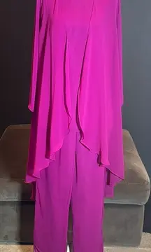 Women’s Chiffon 3 Piece Party Formal Mother of the Bride Pants Suit Size 12 NEW