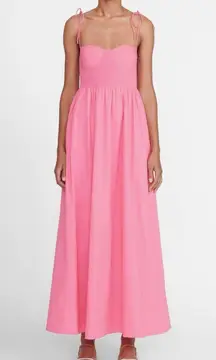 STAUD Landry Shoulder-Tie Smocked Maxi Dress L Wedding Guest Picnic Romantic