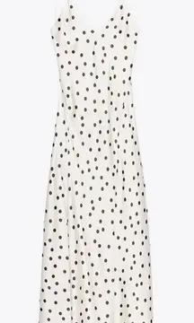 Zara Satin Polka Dot Midi Dress