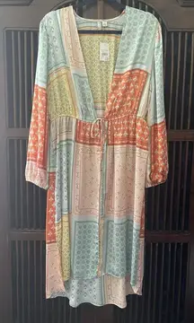 Cato boho patchwork open front kimono cover up L long sleeve new with tags