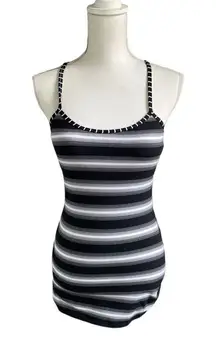 Lululemon Power Y Athletic Padded Tank Black White Stripe Size 6