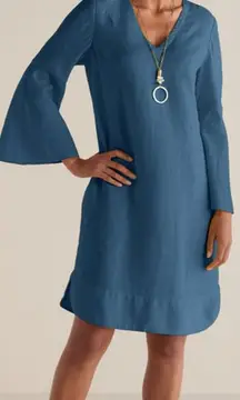 Soft Surroundings Milano 100% Linen Bell Sleeve Dress ~ Size Medium 💚🍄