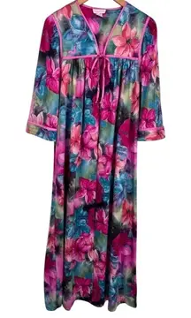 Vintage Sears Carriage Court Zip Robe Housedress Womens S 8/10 Pink Floral