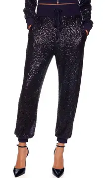 NWT Susana Monaco Sequin Jogger Pants in Thunder (blue) Sz Small $188
