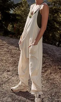 FP Movement Hot Shot Onesie jumpsuit beige ecru pockets zipper free people