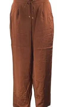 Scotch & Soda Women's Brown High Rise Elastic Waist Wide Leg Trousers Pants Sz M