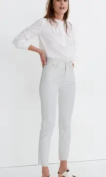 Madewell The Perfect Vintage Crop Jeans in Tile White: Raw-Hem Edition‎ Sz 31