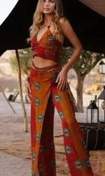 NWOT Zara Rust Printed Tie Dye Lightweight Pareo
Wrap Pants 5107/255