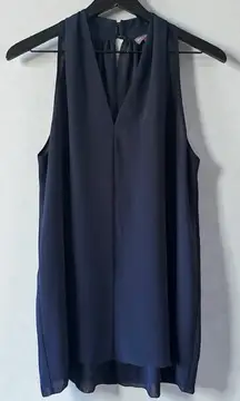 Vince Camuto Navy Sleeveless Layered Chiffon Blouse Top Size M