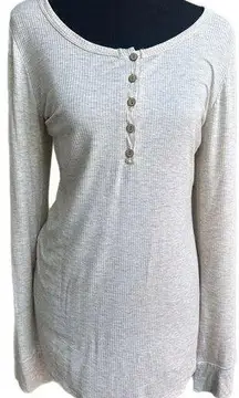 Need You Now 5-Button Henley Top-Oatmeal