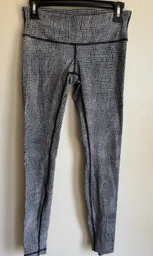 Lululemon Black White Print Legging Womens 6 Athletic Yoga Running Workout