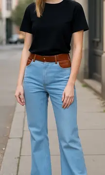 Unique Vintage x Smiley Jeans Flare Leg Embroidered Denim 2X/18‎