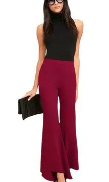 Lulu’s Leg Work Wine Red Wide-Leg Pants