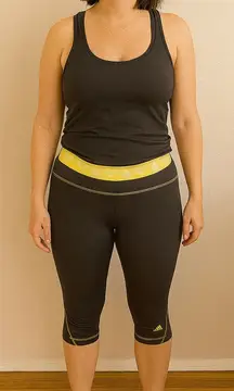 Adidas Athletic Workout Running Soccer 5k Yoga Crop Leggings Grey Small