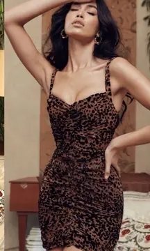 House Of CB Cleo Leopard Print Corset Mesh Dress size‎ XS animal print NWOT