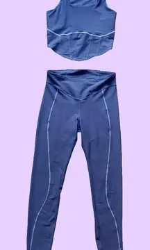 Purple Blue yoga crop top tank top and legging set 🔥