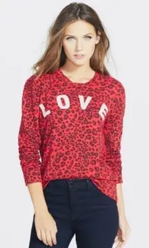 SUNDRY‎ Leopard Print LOVE Sweatshirt Red Size XS 0