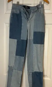 Hollister Ultra High Rise Mom Jean Vintage Stretch Patchwork Denim Jeans