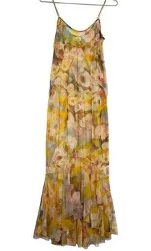 Anna Sui Rare Mesh Floral Printed Maxi Dress Sleeveless