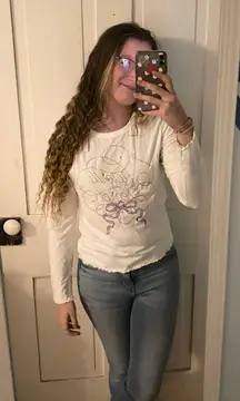 BNWT Victoria secret gold purple bow long sleeve Tshirt 