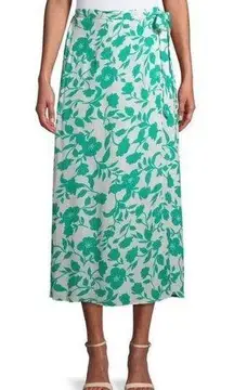 Time and Tru Women's Floral Side Tie Mid Rise Midi Skirt