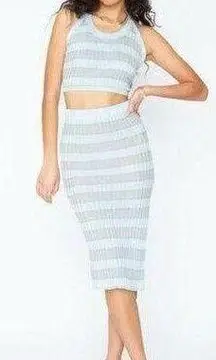 NWT REVOLVE Callahan Knitwear Stripe Set Genny Skirt & Halter Top Womens Small