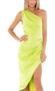 New! Elliatt Cassini Asymmetric Satin Mini Sheath
Dress Chartreuse‎ Lime Sz XS