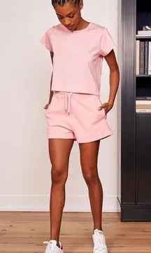 La Ligne NYC Super SHORTS Size L Blush Pink French Terry Cotton NEW