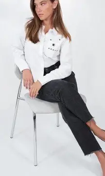 Monat Gear Monat Button Down Shirt White Start Logo Size Medium