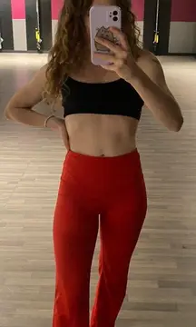 High Waisted Red Flare Leggings 