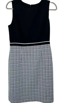 Kasper Black Blue Tweed Plaid Sleeveless Dress Career Work Office NWOT Size 4‎