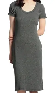 James Perse Standard Ribbed Scoop Neck Midi Dress Gray Women's Size 2 Medium