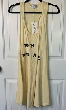 Wildfox yellow bon voyage racer back tee shirt dress coverup size large