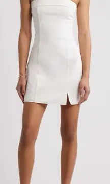 Night out Cotton Foldover Strapless Minidress in white size XS