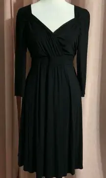 Liz Lange Black Milkmaid Babydoll 3/4 Sleeve Midi Dress Maternity Small