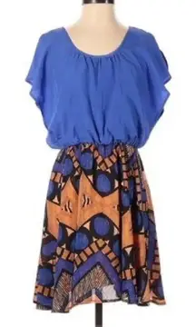 EUC Bar‎ III Blue/Tan/Black Tribal Print Dress