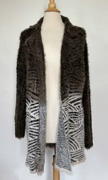 Olivers Fuzzy Brown Zebra Print Open Front Cardigan
