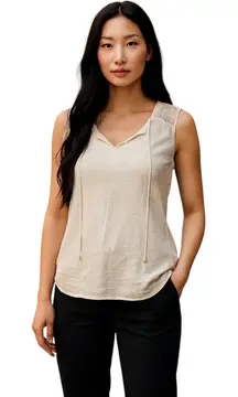 (F-168) Coft & Barrow shorts sleeves womens top size S beige‎ color