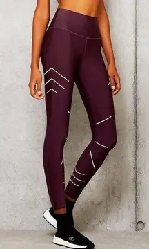 Alo Yoga Alo High-Waist Airlift Sequence Leggings Black Plum Reflective Hi-Rise Tights S