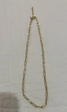 NWOT Adornia 18” Gold Brass Plate Paper Clip Necklace