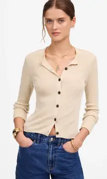 Madewell | NWT Linen-Blend Crewneck Cardigan in Beach Sand | Sz XL