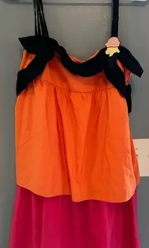 Fiorucci Tiered Mini Dress NWT Size‎ XS Ice Cream Pin Orange Pink Black