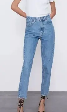 ZARA TRF Mom Fit High‎ Rise Ankle Denim Sz 2